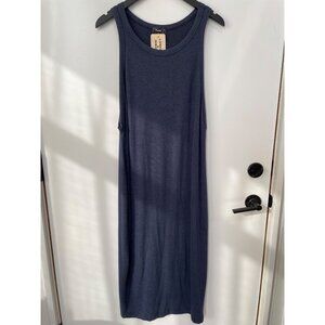 Story Teller Dress Plus Size 3X 2Fer Midi Bodycon Dress Sleeveless Navy Blue NEW